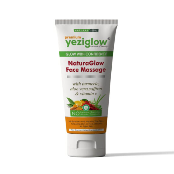 Yeziglow NaturaGlow Face Massage – Moisturizes & Nourishes Skin – With Turmeric, Aloe Vera, Saffron & Vitamin C – 100% Natural – 60ml