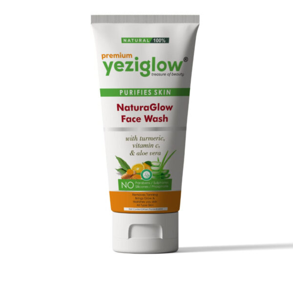 Yeziglow NaturaGlow Face Wash – Purifies Skin – With Turmeric, Vitamin C & Aloe Vera – 100% Natural – 60ml