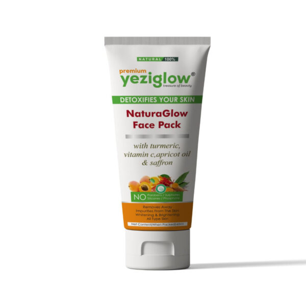 Yeziglow NaturaGlow Face Pack – Detoxifies & Brightens Skin – With Turmeric, Vitamin C, Apricot Oil & Saffron – 100% Natural – 60ml